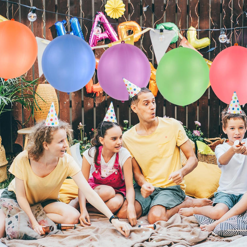 RUBFAC 36pc Punch Balloons, Birthday Party Favors for Kids, Heavy Duty Neon Bouncy Balls