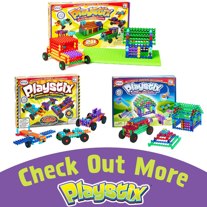 Playstix construction toy set for kids 4 and up, 150 pieces, color-coded building sticks for STEM and classroom use, easy to learn and play