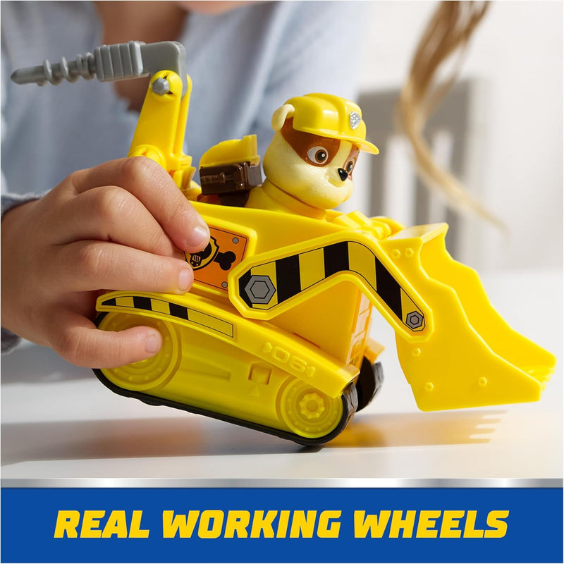 Paw Patrol, Rubble's Bulldozer Toy Truck with Collectible Action Figure, Sustainably Minded Kids Toys