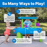 Step2 Rain Showers Splash Pond Toddler Water Table, Outdoor Kids Water Sensory Table, Ages 18+ Months, 13 Piece Water Toy Accessories, Blue & Green