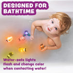 Tub Works Bugs Light Up Bath Toys, 6-Pack - Water-Activated Color-Changing Sensory Toys for Toddlers