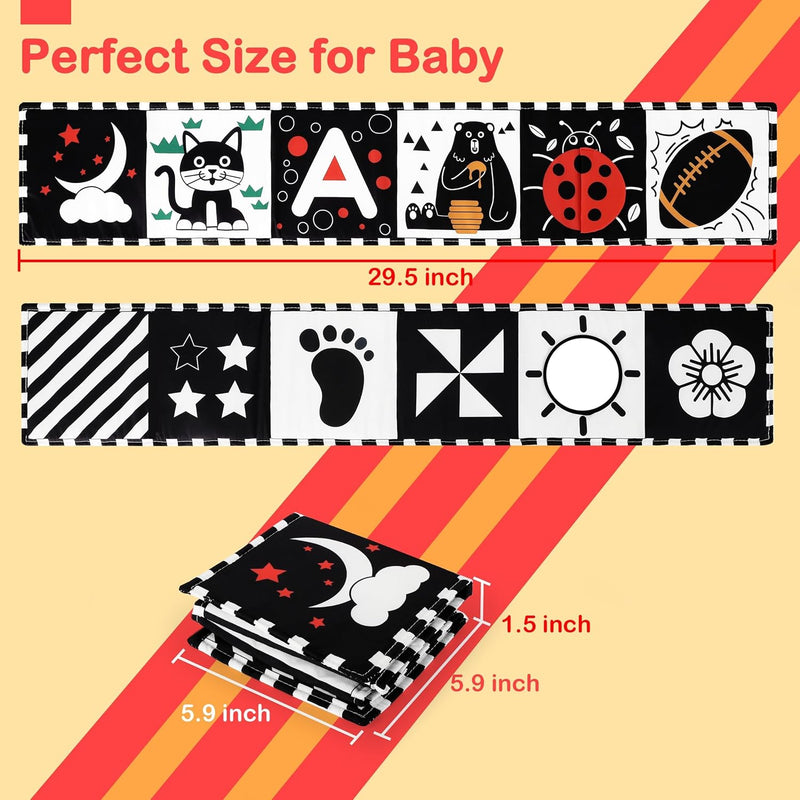 URMYWO High Contrast Baby Toy, Soft Baby Book for Newborn, Visual Stimulation, Montessori Sensory Infant Toys