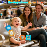 Portable Travel Toys for Baby 6-18M: 5 Foldable Cubes 7 Activity Panels | Busy Board for Car Seat & Airplane Trips - Builds Sensory Fine Motor Skills - Gifts for Baby Birthday Christmas