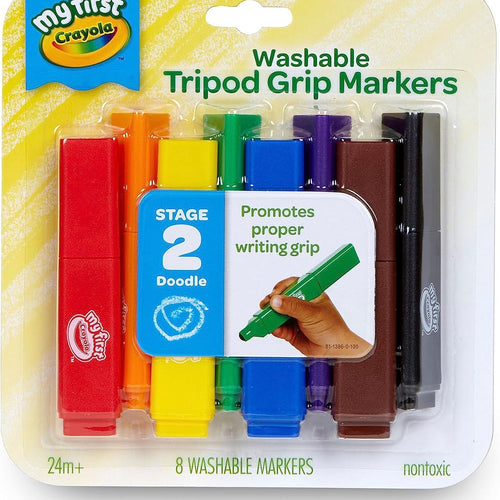 Crayola Triangle Toddler Markers (8ct), Easy Grip Washable Markers for Toddlers, Arts & Crafts Supplies, Coloring for Young Kids, Nontoxic