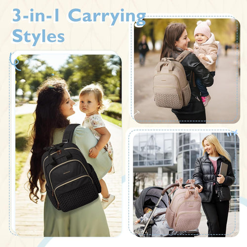mommore Diaper Bag Backpack, Large Travel Baby Bag for Daily Essentials | Stylish Diaper Backpack for Toddler, Insulated Pockets, Changing Pad & Stroller Straps for Outdoor Trip