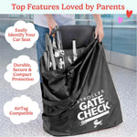 J.L. Childress Gate Check Travel Bag for Single & Double Strollers, Black | AirTag compatible Gate Check Bag keeps strollers clean, protected & easy to identify when airport gate checking