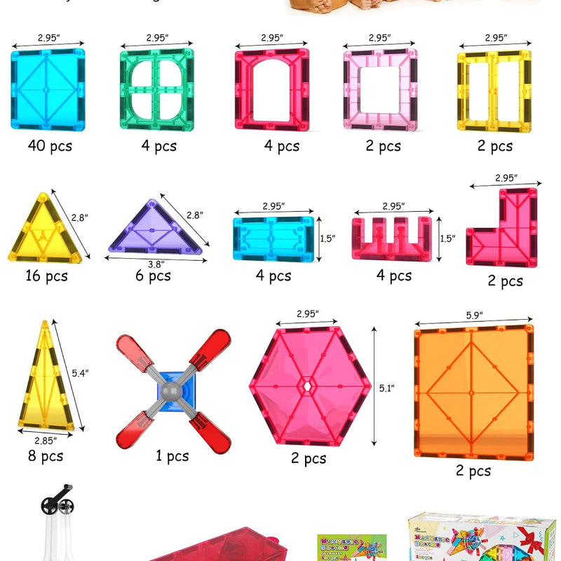 Jasonwell 100pcs Magnetic Tiles Building Blocks Set for Boys Girls Preschool Educational Magnet Construction Kit Stacking STEM Toys Christmas Birthday Gift for Kids Toddler 3 4 5 6 7 8 9 10 + Year Old
