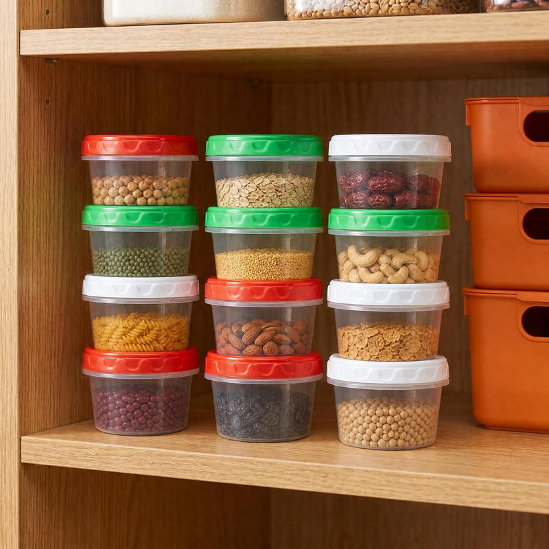8oz Small Plastic Freezer Food Containers with Lids, 1 Cup, 12pcs | Airtight & BPA-free for fresh food. Dishwasher/freezer safe, perfect for daily meal prep, portion control,snacks on-the-go.