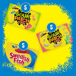 SOUR PATCH KIDS & SWEDISH FISH Soft & Chewy Gummy Candy Variety Pack, 15 ct | 3 Flavors, Bulk Candy