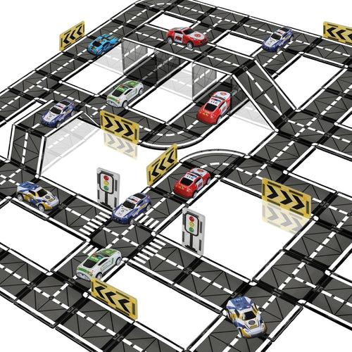 Magnetic Tiles Road Set with Pullback Car, Compatible with Major Brands, Ages 4-8, STEM Building Toy for Kids