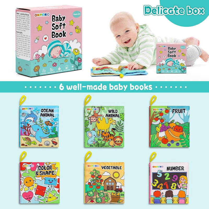OKOOKO Soft Baby Books Set with 6 Themes for Newborns and Toddlers