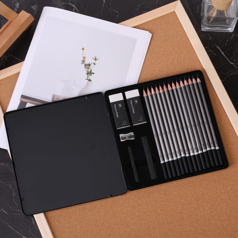 Mr. Pen- Drawing Sketching Pencil Set, 19 pcs, Graphite Pencils (10B-6H) | Graphite Sticks, Erasers, Metal Sharpener, for Drawing, Sketching, Shading & Art Projects