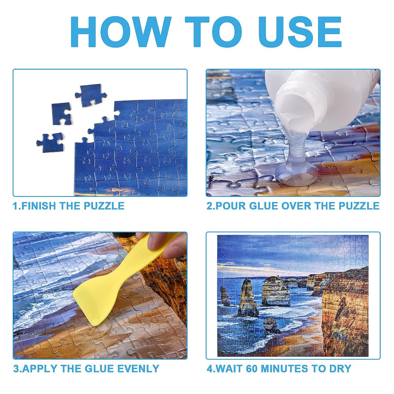 YAKAMOZ Clear Jigsaw Puzzle Glue with Precision Applicator – Non-Toxic, Quick Dry & Water-Soluble for Puzzles up to 5000 Pieces (200ML)