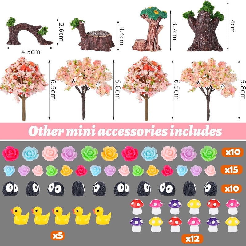 93 Pcs Fairy Garden House Resin Accessories Fairy Elves Kit Miniature Fairy Figurines Ornaments Animals Decor Outdoor for DIY Dollhouse