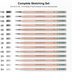 KALOUR 18-Piece Professional Sketch Pencil Set - Includes 5H to 14B Pencils, Vinyl Eraser, Kneaded Eraser,Sharpener and Paper Blending Stump - Ideal for Artists and Beginners