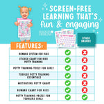Hadley Designs Potty Training Chart for Toddlers Girls -10 Sticker Potty Chart for Toddlers Girls, 8.5x11" Potty Training Sticker Charts for Toilet Success, Unicorn Toddler Reward Chart for Kids