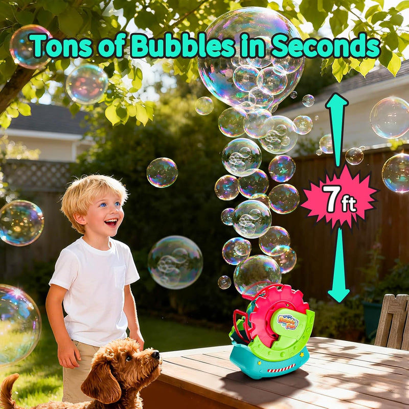 Bubble Machine for Toddlers, Kids & Pets with 8oz Safe Solution, Extra Large & Magical Bubble-in-Bubble Effects