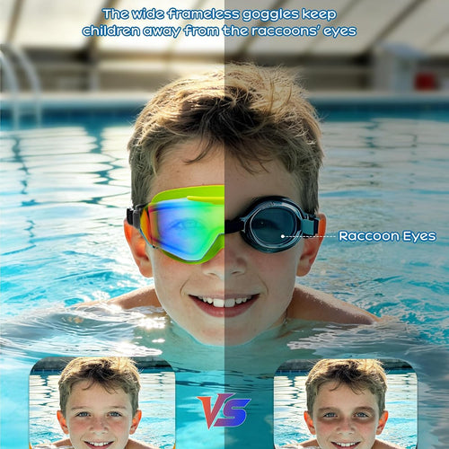 Freela 2 Pack Kids Swim Goggles for 8-16, Anti-Fog UV Protection Extra Silicone Layer Swimming Goggles for Youth Boys Girls