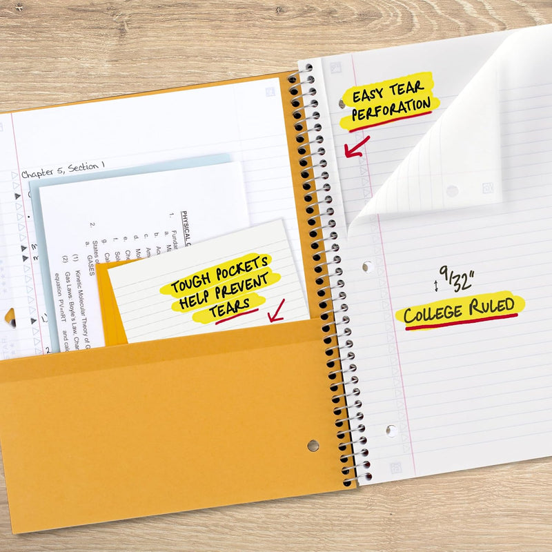 Five Star Spiral Notebook + Study App, 5 Subject, College Ruled Paper, 8-1/2" x 11", 200 Sheets, Fights Ink Bleed, Water Resistant Cover, Pacific Blue (73635)