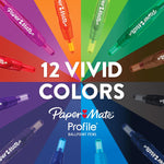 Paper Mate Profile Retractable Ballpoint Pens, Bold Point (1.4mm), Black Ink, 12 Count - Writing, Journaling, Office Supplies