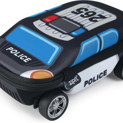 ZIPIT Police Car Pencil Case for Boys, Large Capacity Pencil Box, Blue
