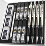 Nicpro 0.7 mm Art Mechanical Pencil Set in Storage Case, 3 PCS Metal Drafting Pencil Lead Pencil with 6 Tube HB Lead Refills, 3 Erasers, 9 PCS Eraser Refills for Artist Writing, Drawing, Sketching