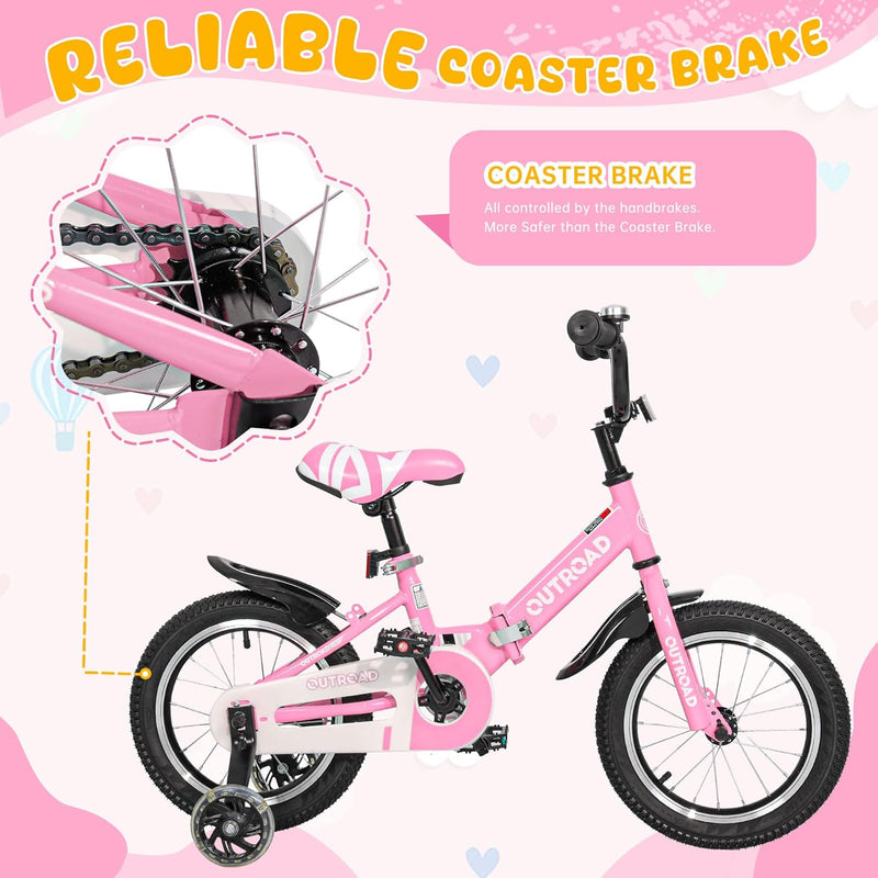 14/16/18 Inch Kids Bike for Boys and Girls with Training Wheels and Dual Handbrakes