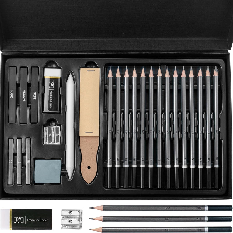 Mr. Pen- Drawing Sketching Pencil Set, 19 pcs, Graphite Pencils (10B-6H) | Graphite Sticks, Erasers, Metal Sharpener, for Drawing, Sketching, Shading & Art Projects