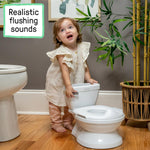 Ingenuity My Size Potty Pro 2-in-1 Potty Training Toilet, Floor Potty with Removable Potty Seat for Standard Toilets, Realistic Flushing Sound, For Toddlers Ages 18+ months, Up to 50 lb