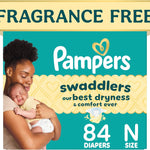 Pampers Swaddlers Newborn Diapers, Size Newborn (10 lbs), 84 Count, Fragrance Free, Hypoallergenic, Absorbent, Pediatrician Recommended, Skin Safe