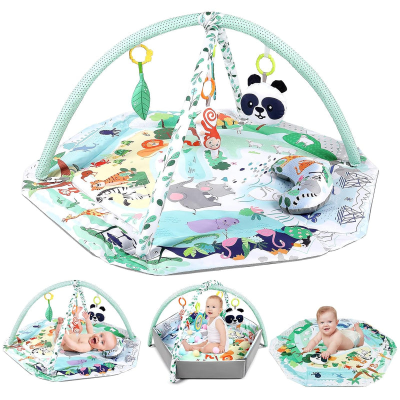 dearlomum Baby Play Mat Gym with Lights, Music & 5 Sensory Toys for Newborns 0-12 Months (Pink)