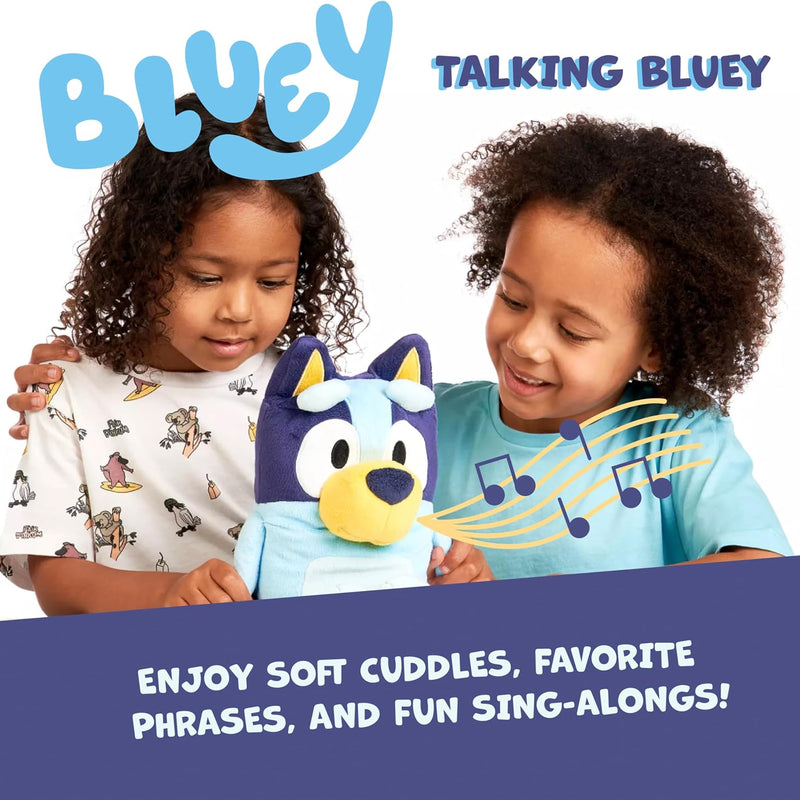 Bluey Sound Effects Talking Stuffed Plush, 13” Soft Musical Toys for Toddlers, Interactive Stuffed Animal with 9 Different Phrases, Musical Toys for Kids