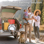 BUNWAG Baby Bathtub, Collapsible Newborn Bathtub for Infant to Toddler with Soft Cushion and Thermometer,Portable Travel Newborn Tub with No-Slip Feet, Baby Shower Gifts, 0-12 Months Baby Bath, Grey