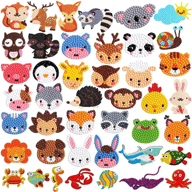 Labeol Diamond Art Kits for Kids Boys and Girls Ages 6-8-10-12 Easy to DIY Creative Diamond Art Sticker Craft by Numbers Kits for Kids and Adult Beginners (Animal)