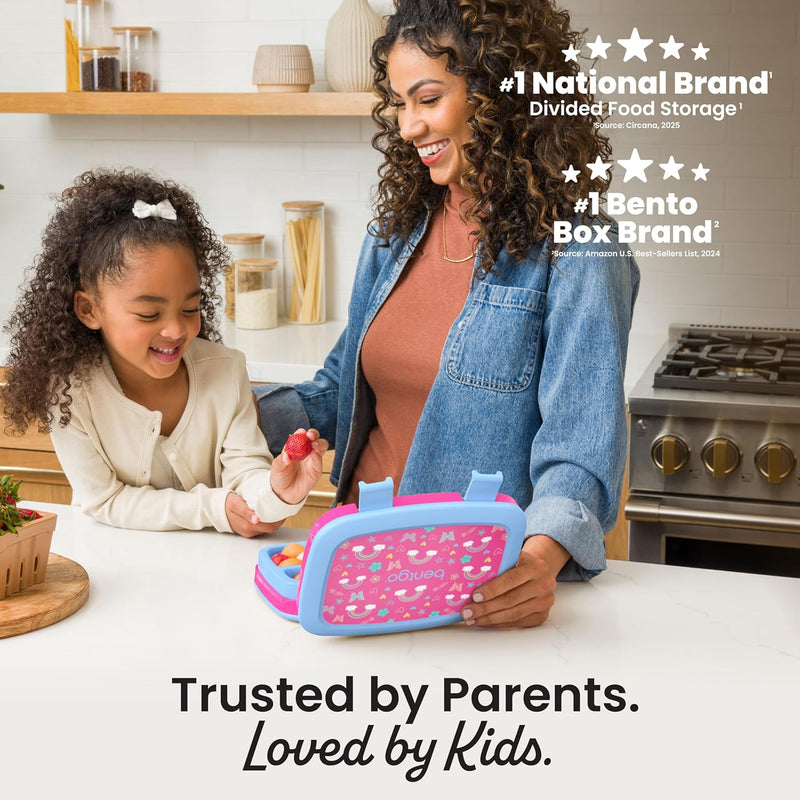 Bentgo Kids Prints Leak-Proof, 5-Compartment Bento-Style Kids Lunch Box - Ideal Portion Sizes for Ages 3-7, Durable, Drop-Proof, Dishwasher Safe, & PFAS & BPA-Free Materials (Rainbows & Butterflies)