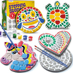 Stepping Stones Painting Kit for Kids - 5 Paint Your Own Garden Stones | 5 Stepping Stones with Paints and Brushes, Crafts for Kids Ages 6-8 - Birthday Gifts for Girls & Boys Ages 6 7 8 9 10 Years
