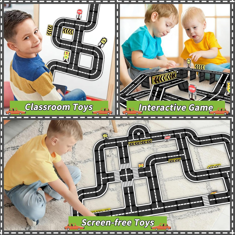 Goodtiles Magnetic Road Expansion Set, STEM Building Blocks for Kids Ages 3-5, Preschool Learning Toys