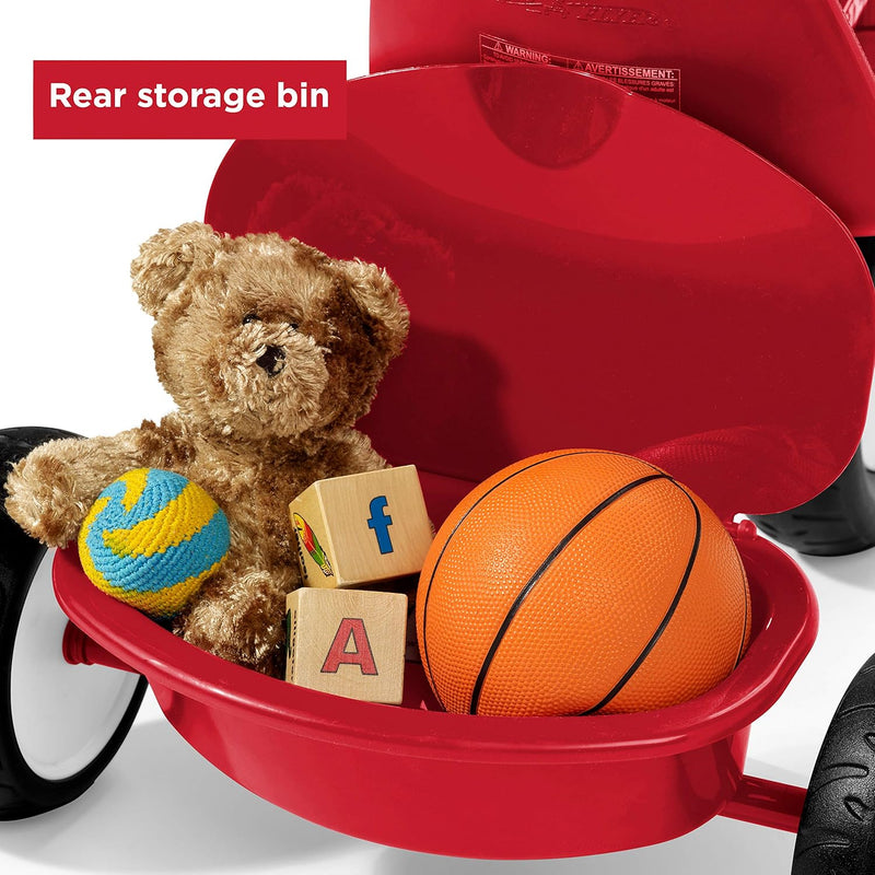 Radio Flyer Deluxe Steer & Stroll Trike, Red, for Kids 2-5, 2-in-1 Parent Steer Tricycle