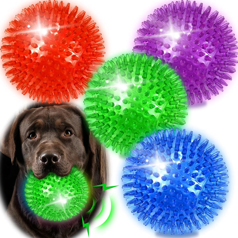 6 Pack 2.5" Light Up Squeaky Dog Balls, Spiky Dog Toy Balls for Puppy Small,Medium Dogs