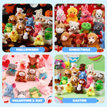 24-PC Mini Animal Plush Toy Assortment, Perfect for Kids Keychains and Party Favors