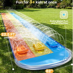 Sloosh Triple Water Slide with 3 BodyBoards, 22.5FT Lawn Water Slip Splash Pad Slide Summer Toy with Build in Advanced Sprinkler for Kids Adults Backyard Summer Water Fun