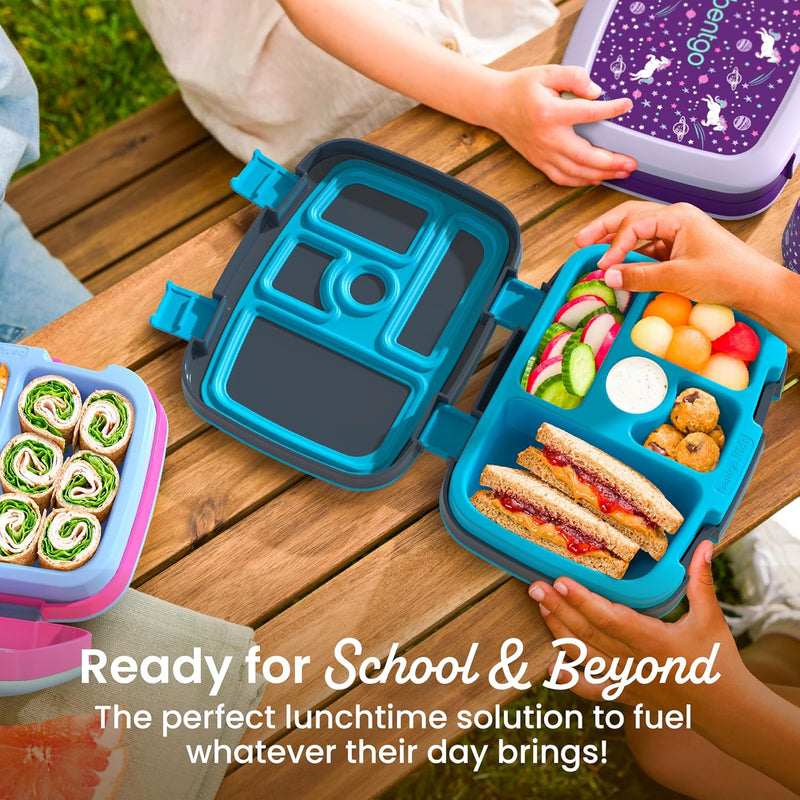 Bentgo Kids Prints Leak-Proof, 5-Compartment Bento-Style Kids Lunch Box - Ideal Portion Sizes for Ages 3-7, Durable, Drop-Proof, Dishwasher Safe, & PFAS & BPA-Free Materials (Rainbows & Butterflies)