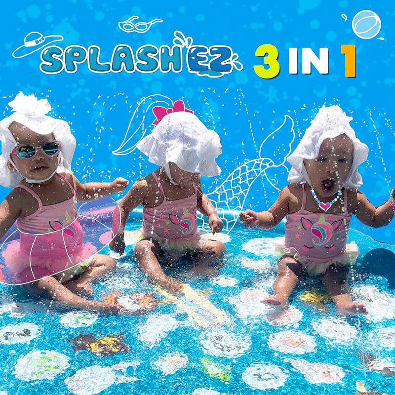 SplashEZ 3-in-1 Splash Pad, Sprinkler & Baby Pool - Toddler Outdoor Water Toys for Learning & Fun