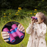 Vibrant green blue kids binoculars with sticker book and shockproof design for children aged 3+ years