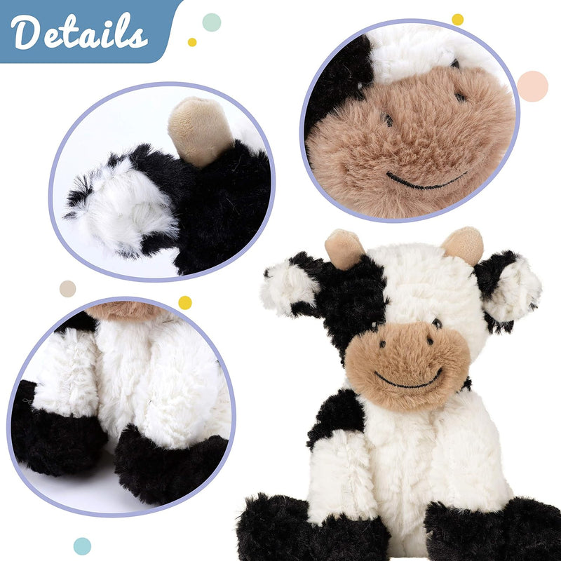 Hopearl Adorable Cow Plush Toy Floppy Dairy Cattle Soft Kawaii Cow Stuffed Animal Cute Birthday Holiday Gift for Boys Girls Kids Toddlers, 9''