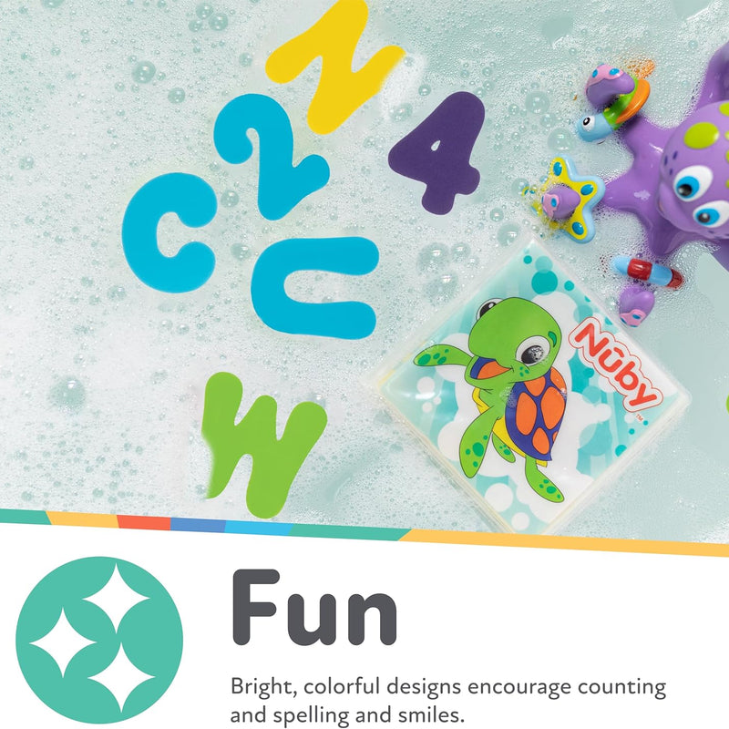 nuby foam bath letters and numbers set for toddlers 3+ years, 36 pieces