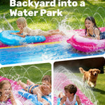 JOYIN 32.5FT Water Slide and 2 Inflatable Boards, Extra Long Heavy Duty Double Lawn Waterslide with Sprinkler for Kids Adults Backyard Summer Water Toy Outdoor Fun, Blue, Pink