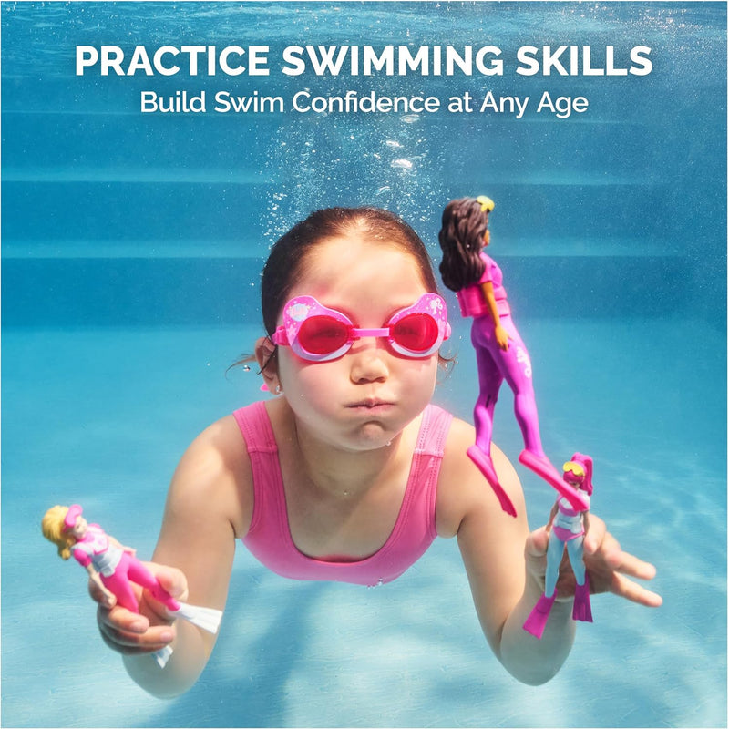 SwimWays Barbie Dive Characters 3-Pack of Pool Toys for Ages 5+ | Weighted Waterproof Figurines Sink and Encourage Active Summer Play; Builds Swimming Confidence With Diving Games and Races