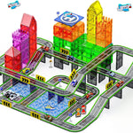 Magnetic Tiles Road Set with Pullback Car, Compatible with Major Brands, Ages 4-8, STEM Building Toy for Kids