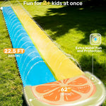 Sloosh Water Slides with 2 Inflatable Boards,22.5ft Double Lane Splash Slip Lawn Water Slide with Advanced Sprinklers Summer Toy for Kids Adults Fun Backyard Summer Outdoor, Orange